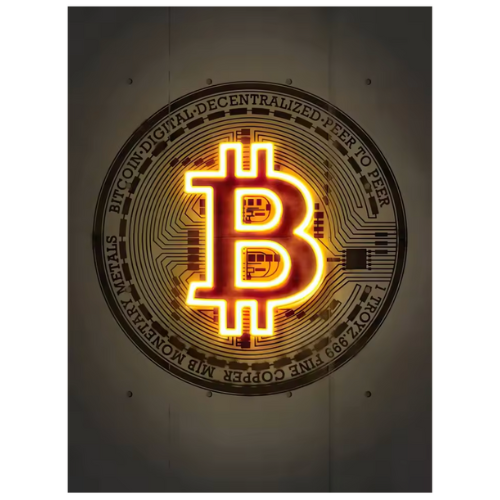 Lienzo Neón Bitcoin – Decoración Cripto para Traders y Holders