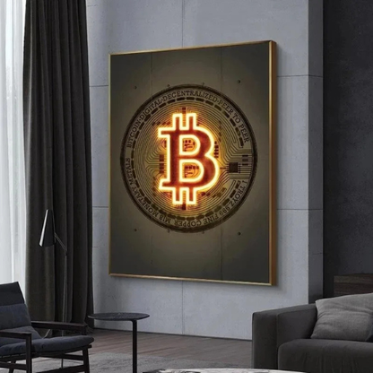 Lienzo Neón Bitcoin – Decoración Cripto para Traders y Holders